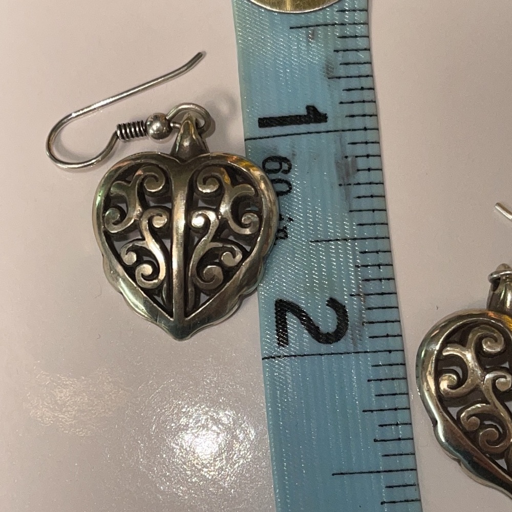 Brighton Silver Scroll Heart Dangle Earrings - image 4